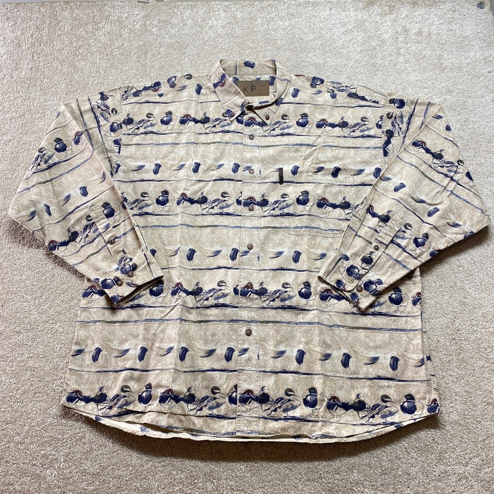 North River Men's‎ Casual Button-Down Shirt XL Cotton Duck Pattern